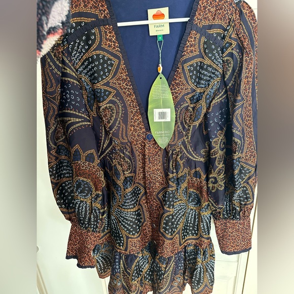 NWT FARM Rio Multicolor Paisley Long Sleeve Dress - Picture 4 of 9